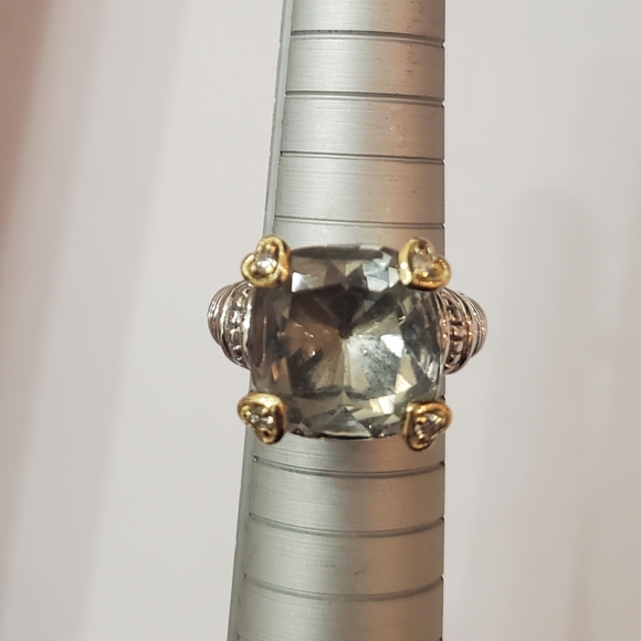 Judith Ripka Jewelry - Judith Ripka Prasiolite (Light Green) and Diamond Cocktail Ring Size 6
